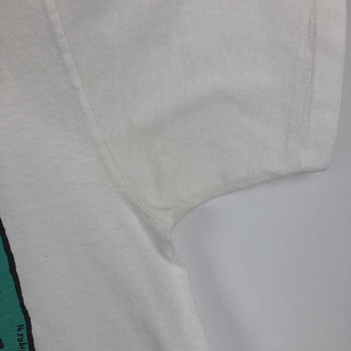 90'S Anvil Printed T-shirt, Made in USA, Men's L size, Vintage cotton white type Vintage Second Hand