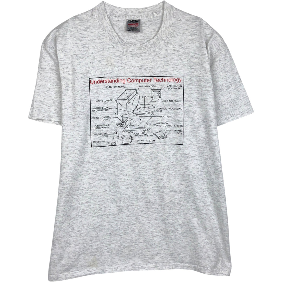 90's ONEITA POWER cotton white type Vintage Second Hand