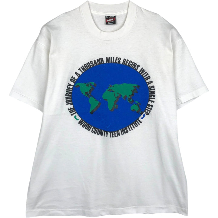 90'S Fruit of the Loom Best Print T-Shirt, Made in USA, Men's Size XL (approx.) cotton white type Vintage Second Hand