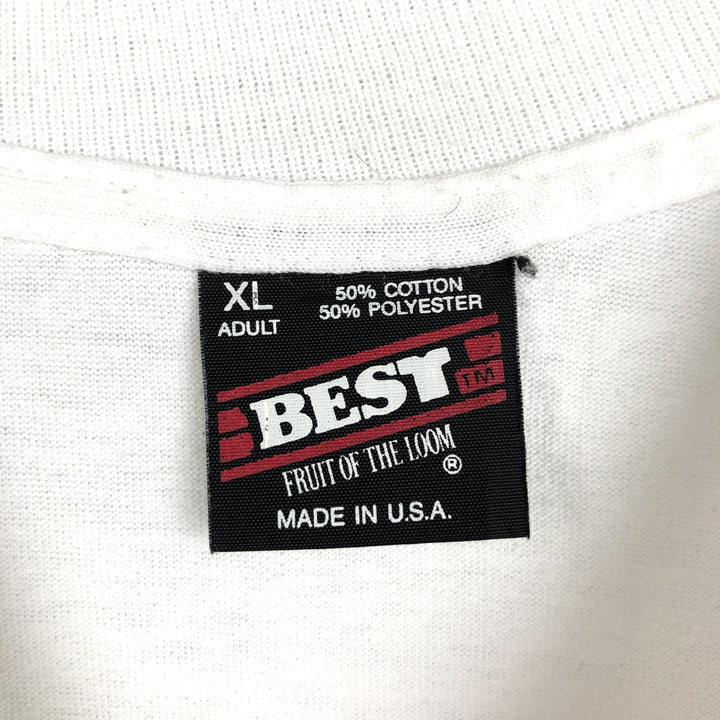 90'S Fruit of the Loom Best Print T-Shirt, Made in USA, Men's Size XL (approx.) cotton white type Vintage Second Hand