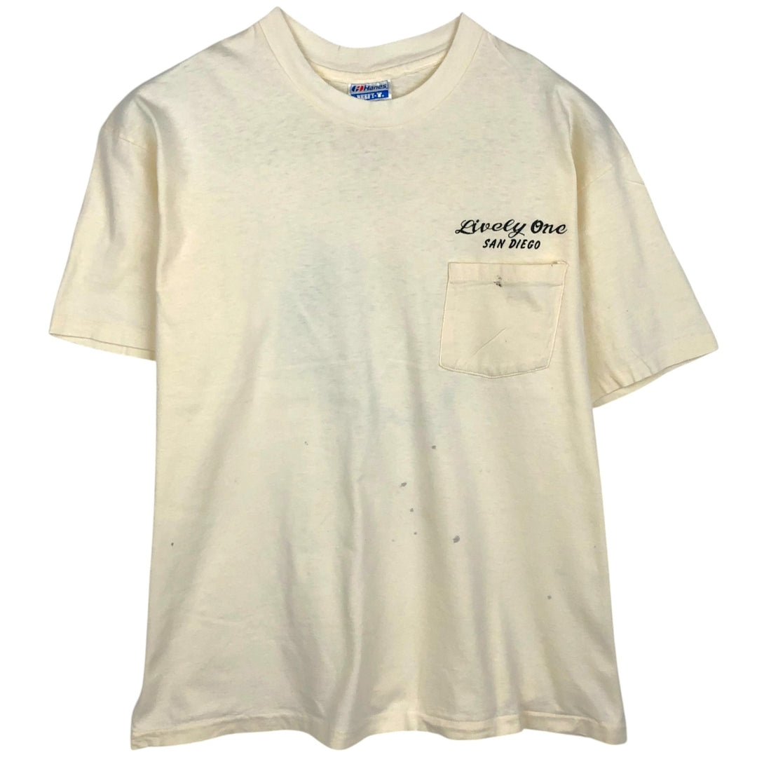 80'S Hanes BEEFY-T Fish Print T-Shirt, Made in USA, Men's XL (approx.), Vintage cotton unbleached Vintage Second Hand
