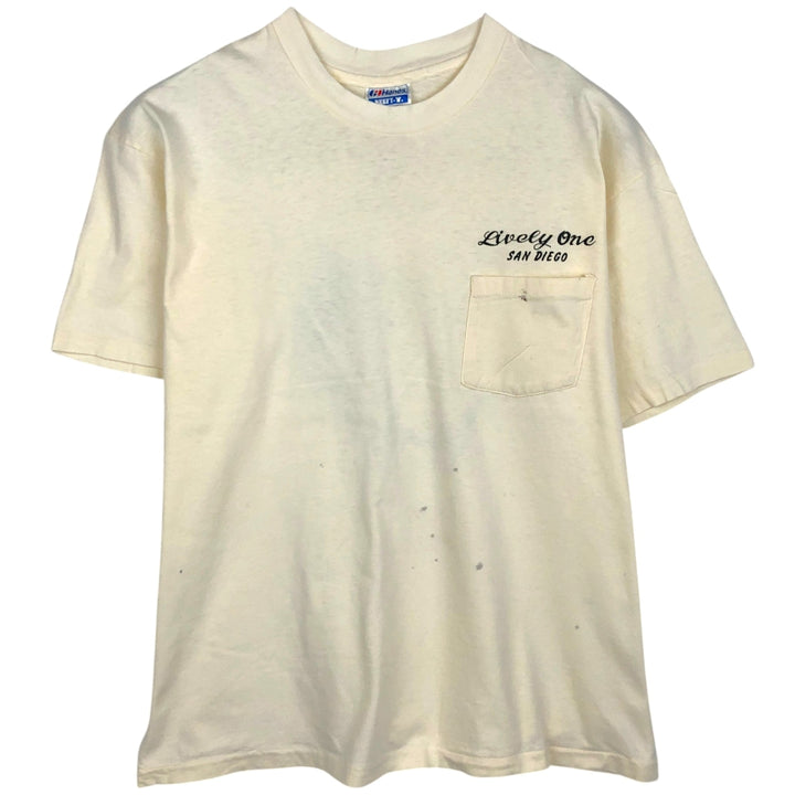 80'S Hanes BEEFY-T Fish Print T-Shirt, Made in USA, Men's XL (approx.), Vintage cotton unbleached Vintage Second Hand