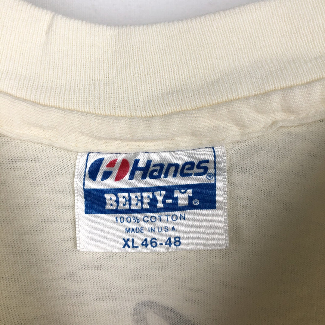 80'S Hanes BEEFY-T Fish Print T-Shirt, Made in USA, Men's XL (approx.), Vintage cotton unbleached Vintage Second Hand