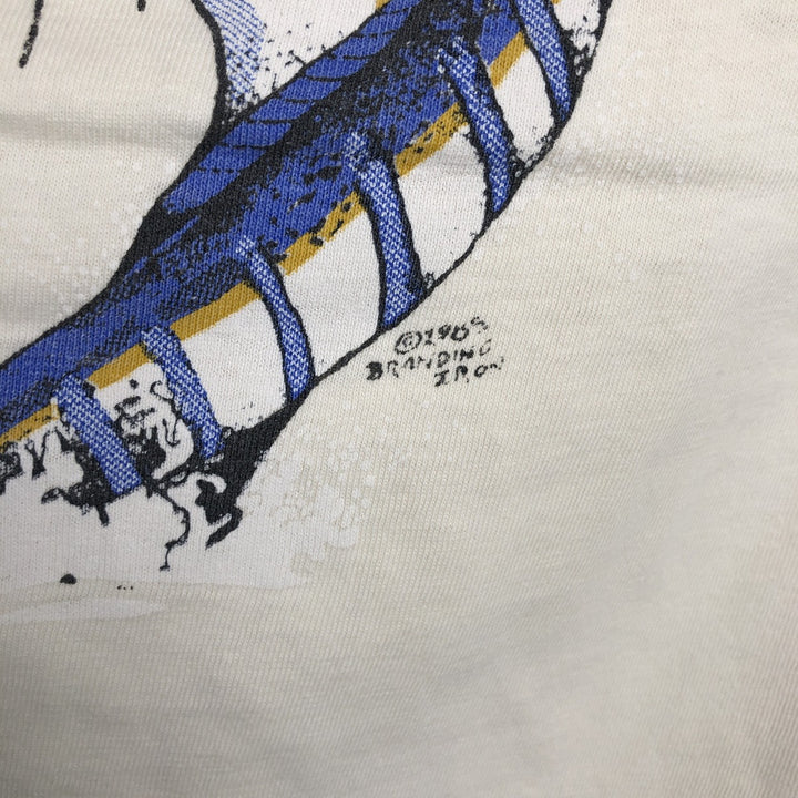 80'S Hanes BEEFY-T Fish Print T-Shirt, Made in USA, Men's XL (approx.), Vintage cotton unbleached Vintage Second Hand