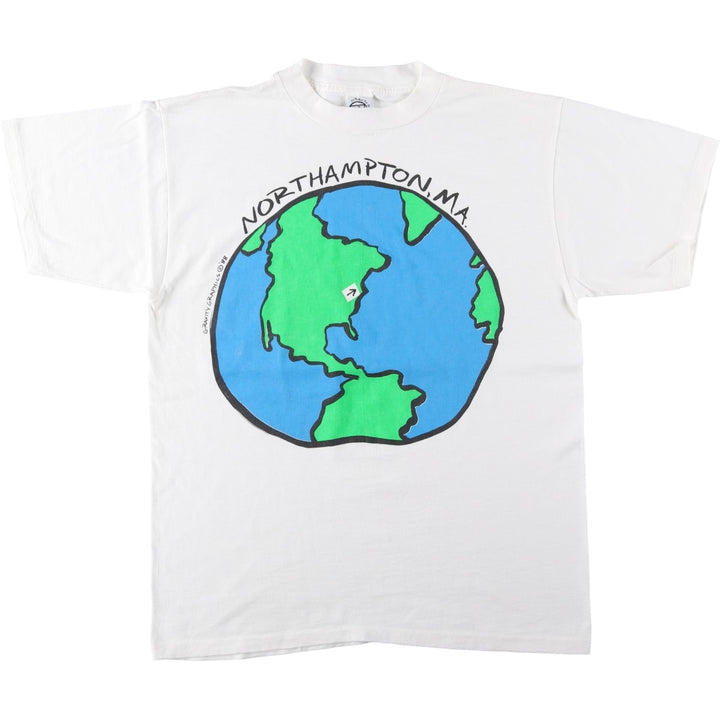 80'S Gravity Graphics Print T-Shirt, Made in USA, Men's Size L (Equivalent), Vintage cotton white type Vintage Second Hand