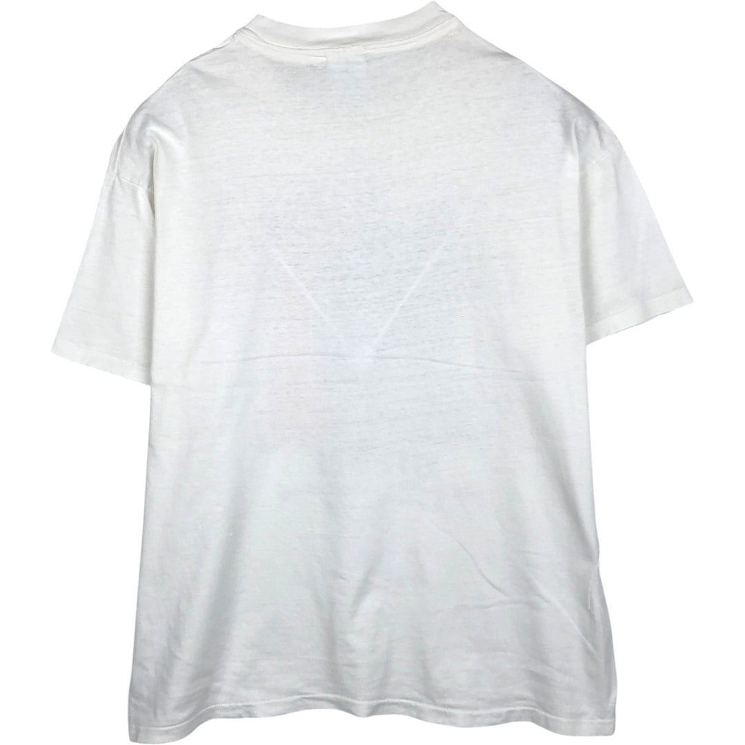 90'S Hanes BEEFY-T Printed T-shirt, Made in USA, Men's L size, Vintage cotton white type Vintage Second Hand