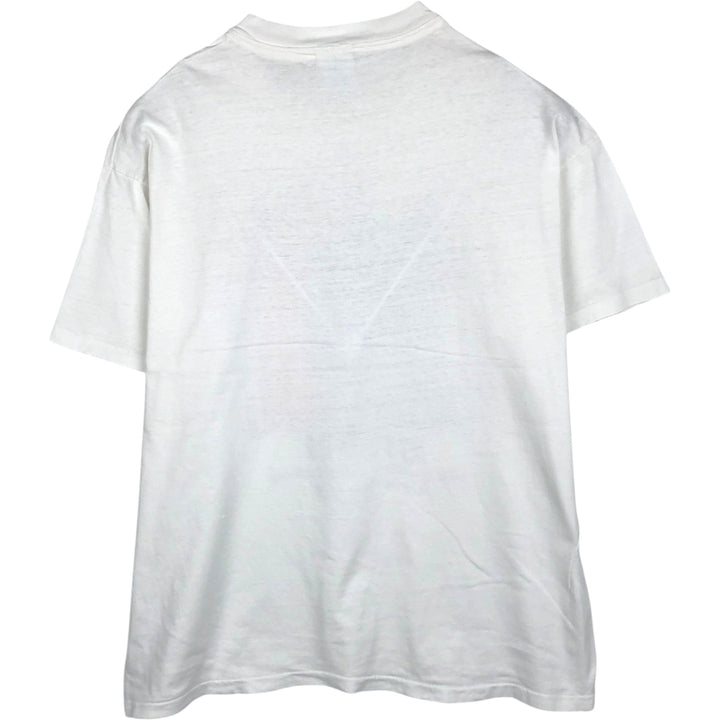 90'S Hanes BEEFY-T Printed T-shirt, Made in USA, Men's L size, Vintage cotton white type Vintage Second Hand