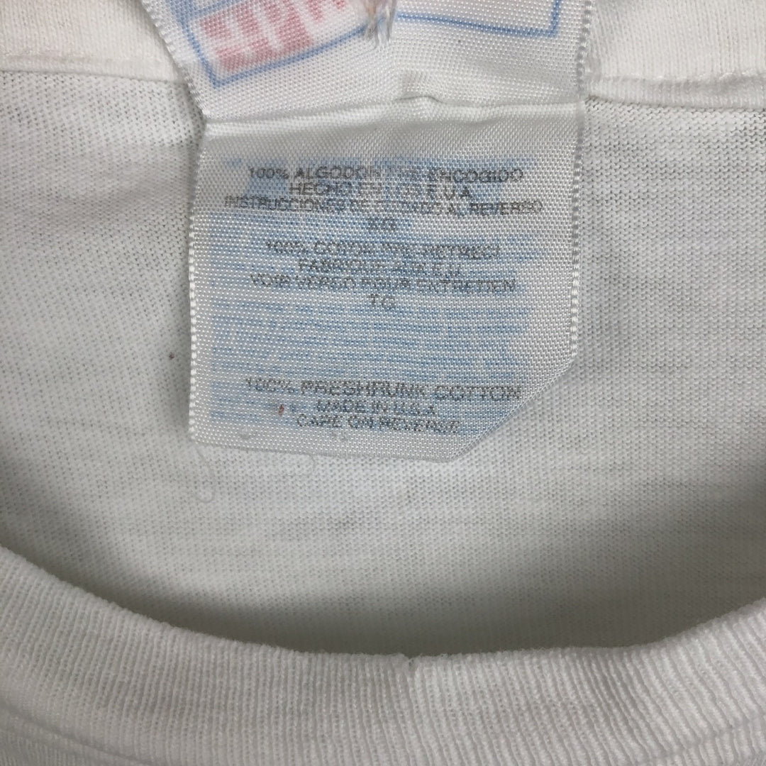 90'S Hanes BEEFY-T Printed T-shirt, Made in USA, Men's L size, Vintage cotton white type Vintage Second Hand
