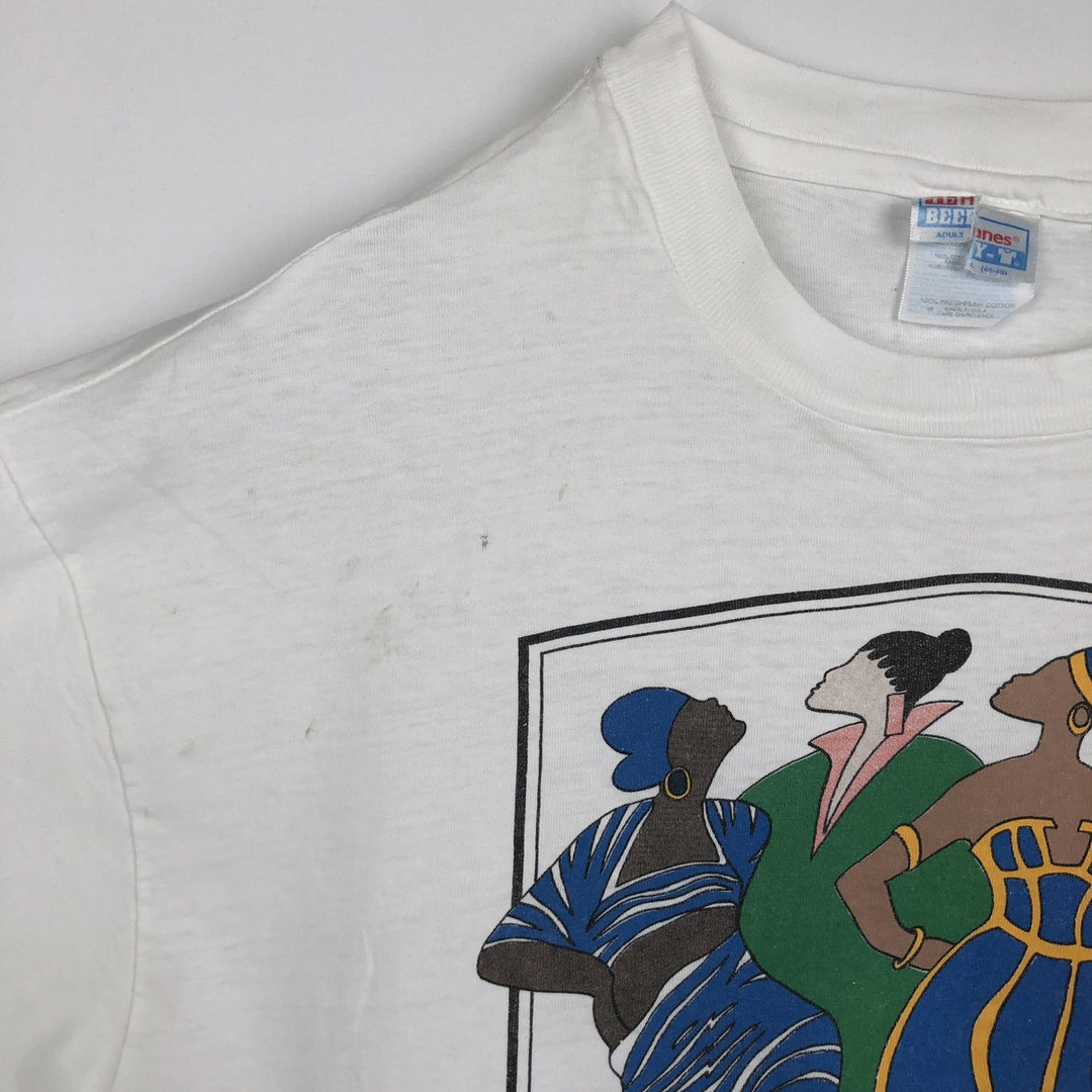 90'S Hanes BEEFY-T Printed T-shirt, Made in USA, Men's L size, Vintage cotton white type Vintage Second Hand
