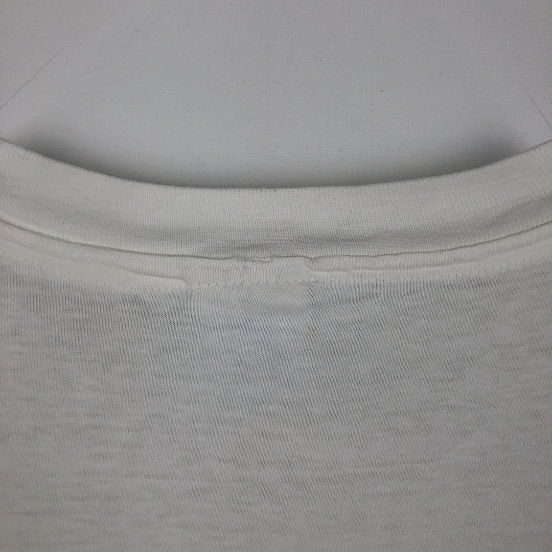 90'S Hanes BEEFY-T Printed T-shirt, Made in USA, Men's L size, Vintage cotton white type Vintage Second Hand