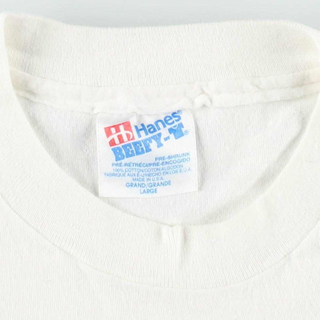90'S Hanes Fish Print Advertising T-Shirt, Made in USA, Men's Size L (approx.), Vintage cotton white type Vintage Second Hand