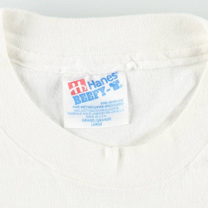 90'S Hanes Fish Print Advertising T-Shirt, Made in USA, Men's Size L (approx.), Vintage cotton white type Vintage Second Hand