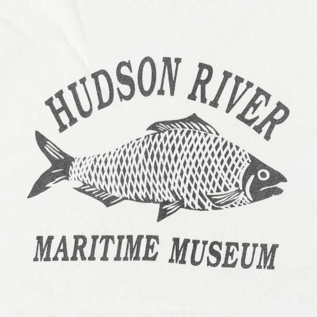 90'S Hanes Fish Print Advertising T-Shirt, Made in USA, Men's Size L (approx.), Vintage cotton white type Vintage Second Hand