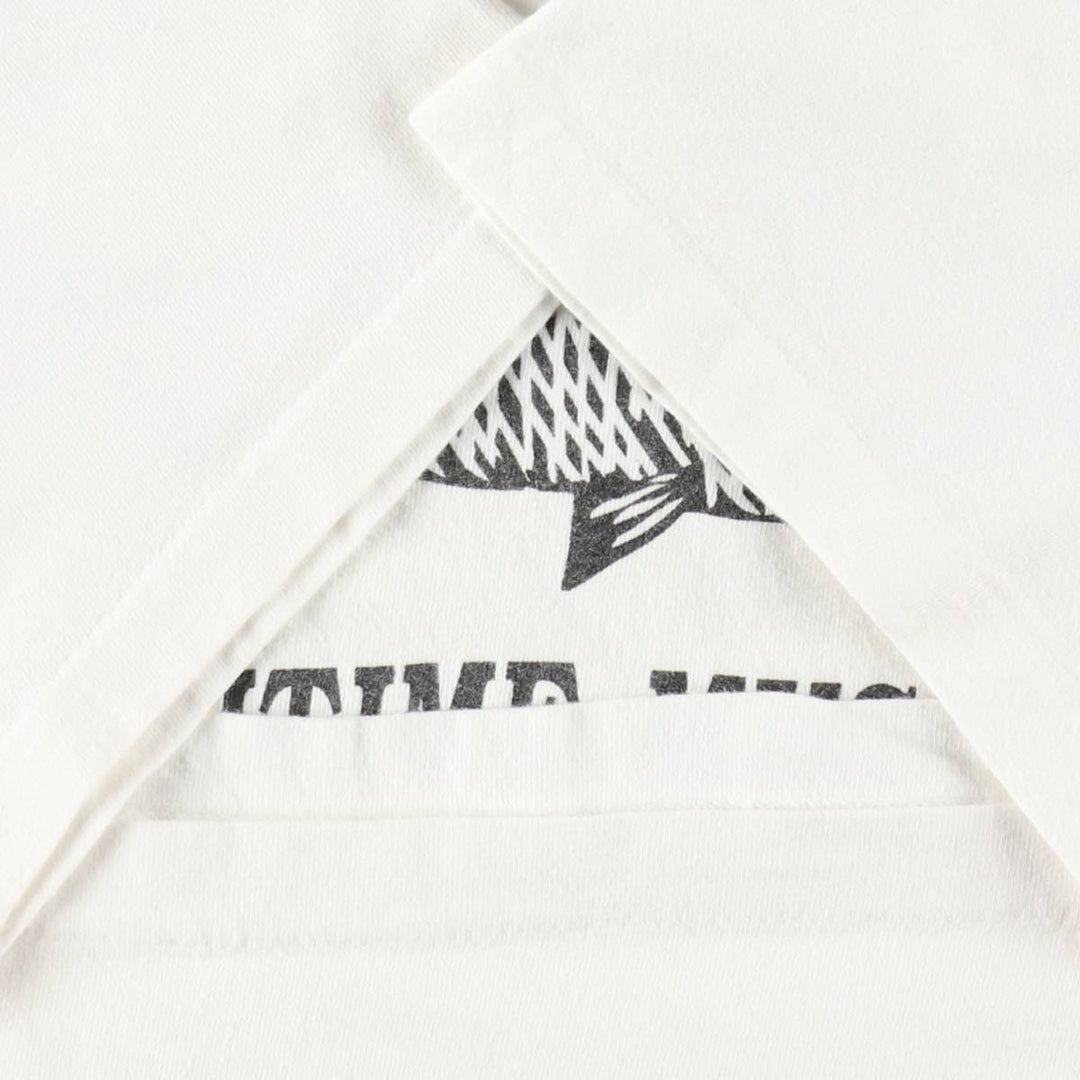 90'S Hanes Fish Print Advertising T-Shirt, Made in USA, Men's Size L (approx.), Vintage cotton white type Vintage Second Hand