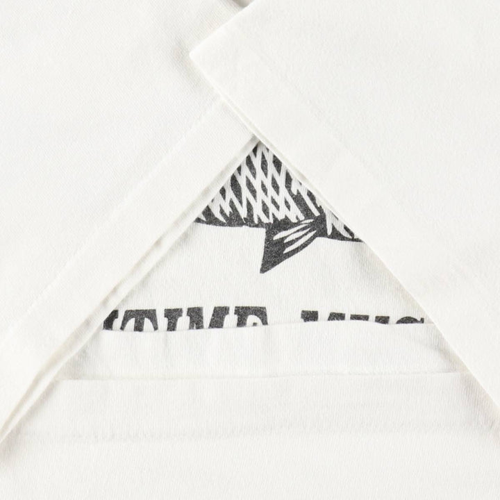 90'S Hanes Fish Print Advertising T-Shirt, Made in USA, Men's Size L (approx.), Vintage cotton white type Vintage Second Hand