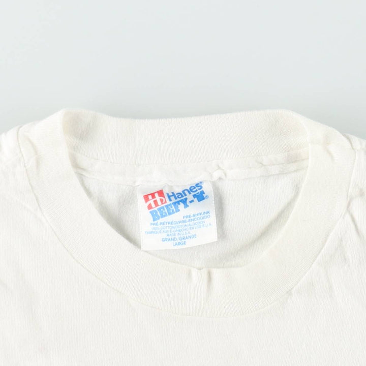 90'S Hanes Fish Print Advertising T-Shirt, Made in USA, Men's Size L (approx.), Vintage cotton white type Vintage Second Hand