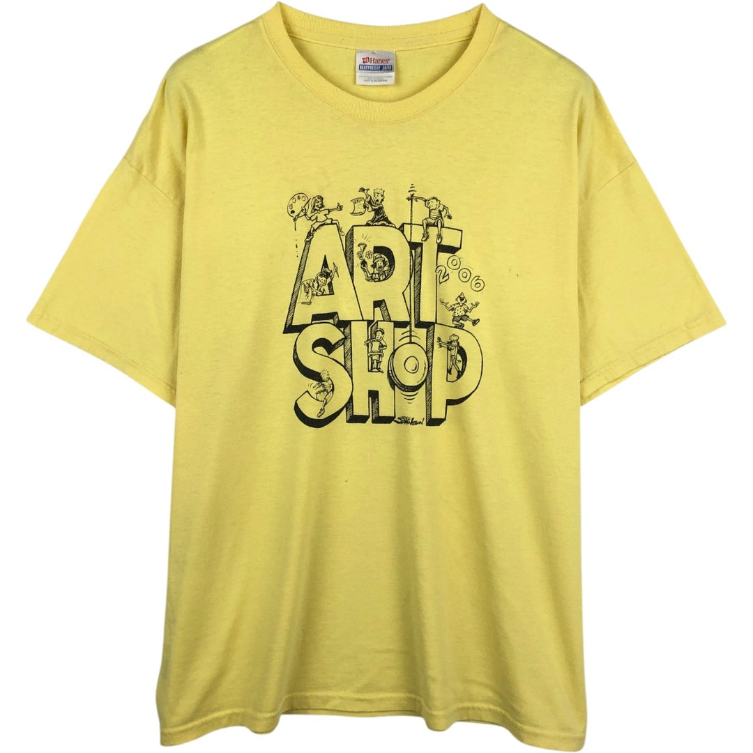 90'S Hanes HEAVYWEIGHT 50 cotton yellow type Vintage Second Hand
