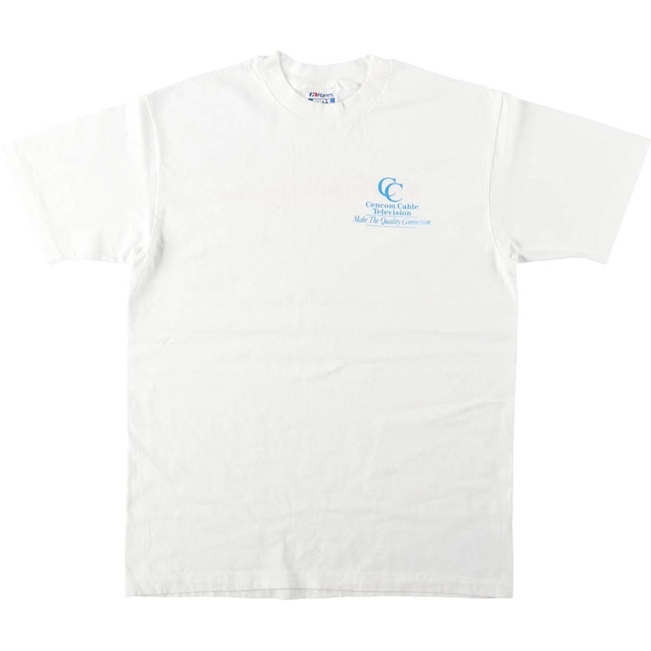 1980'S Hanes Blue Tag Advertising T-Shirt, Made in USA, Men's Size L (approx.), Vintage cotton white type Vintage Second Hand