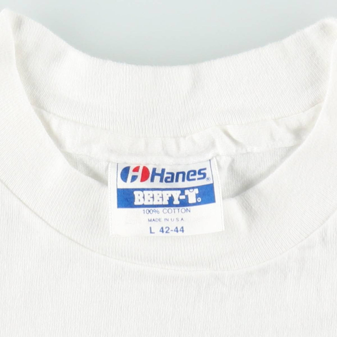 1980'S Hanes Blue Tag Advertising T-Shirt, Made in USA, Men's Size L (approx.), Vintage cotton white type Vintage Second Hand