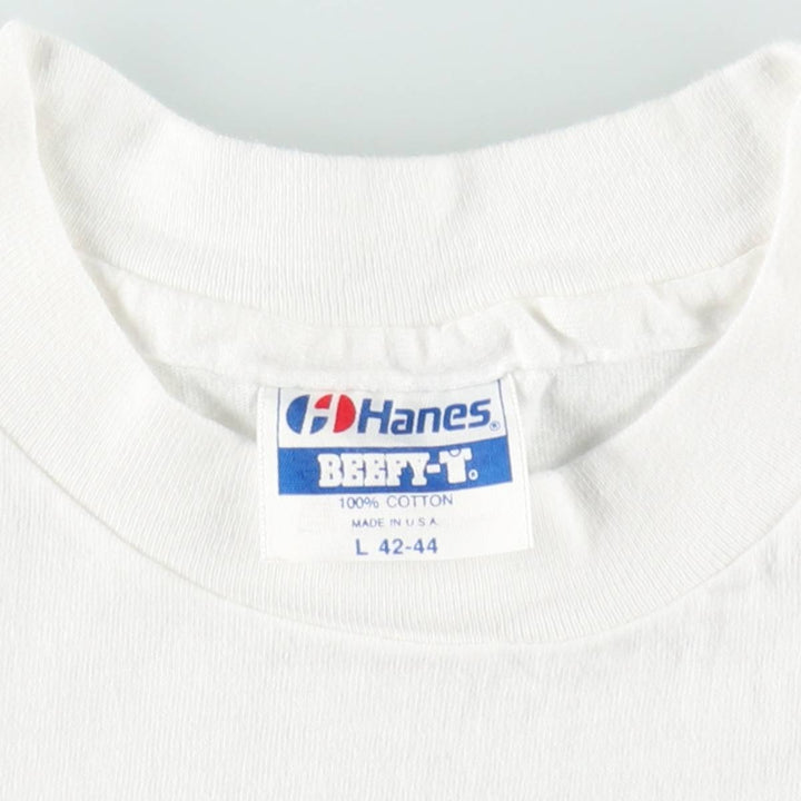 1980'S Hanes Blue Tag Advertising T-Shirt, Made in USA, Men's Size L (approx.), Vintage cotton white type Vintage Second Hand