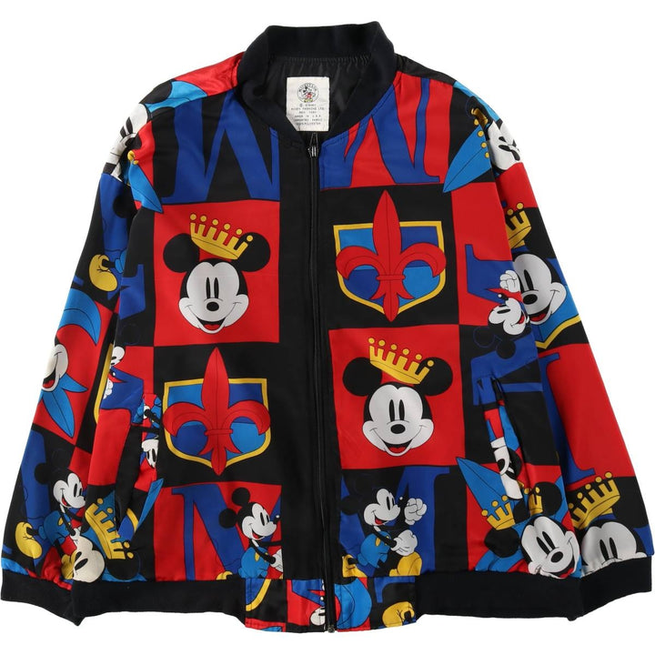 MICKEY And Co. MICKEY MOUSE Mickey Mouse all-over print blouson, made in USA, women's size L equivalent. polyester red type Vintage Second Hand