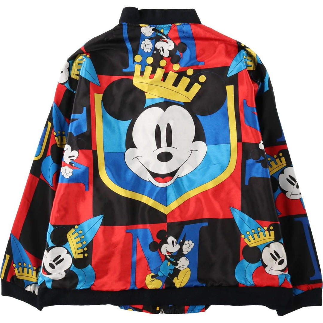 MICKEY And Co. MICKEY MOUSE Mickey Mouse all-over print blouson, made in USA, women's size L equivalent. polyester red type Vintage Second Hand