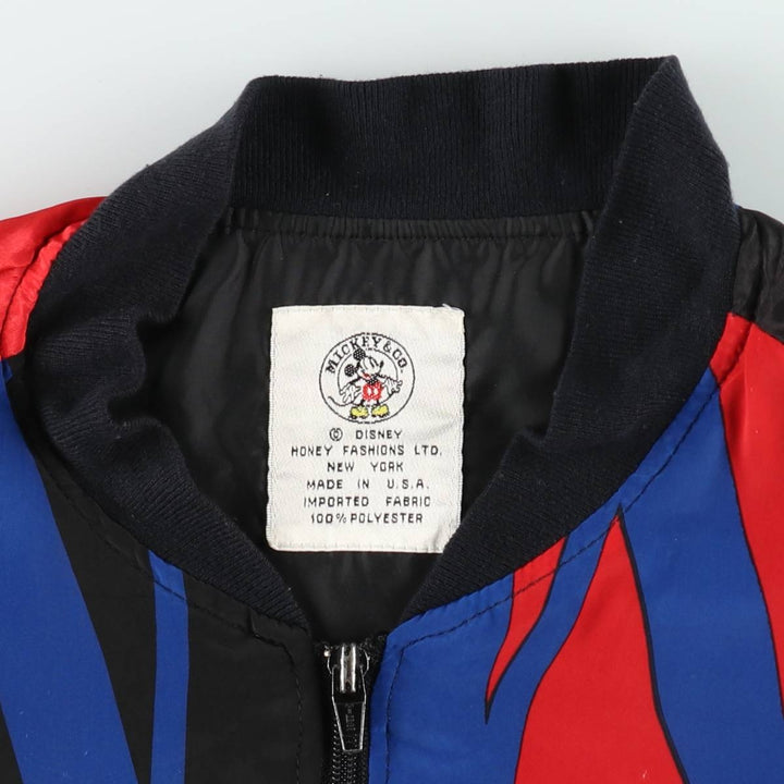 MICKEY And Co. MICKEY MOUSE Mickey Mouse all-over print blouson, made in USA, women's size L equivalent. polyester red type Vintage Second Hand