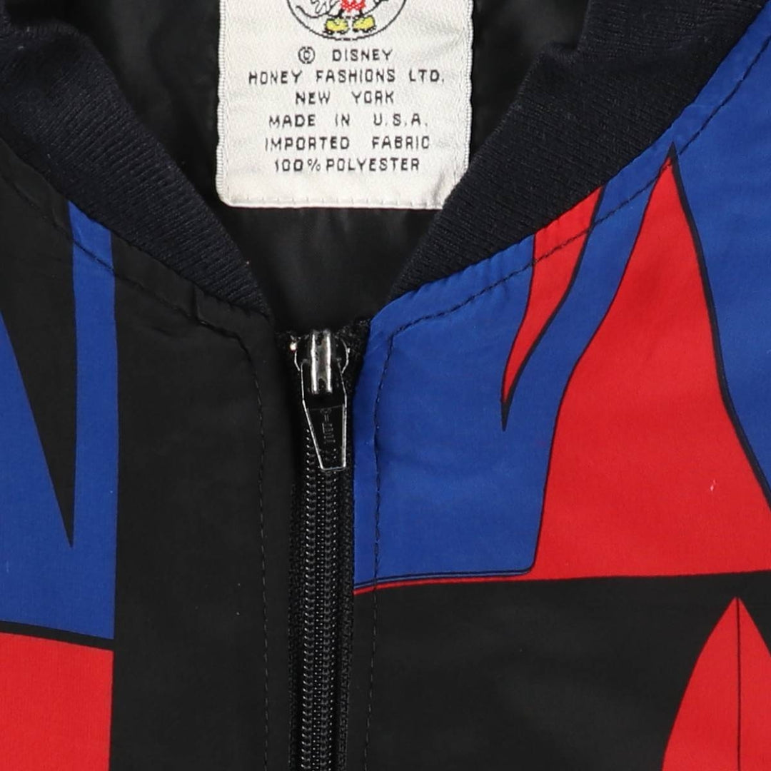 MICKEY And Co. MICKEY MOUSE Mickey Mouse all-over print blouson, made in USA, women's size L equivalent. polyester red type Vintage Second Hand