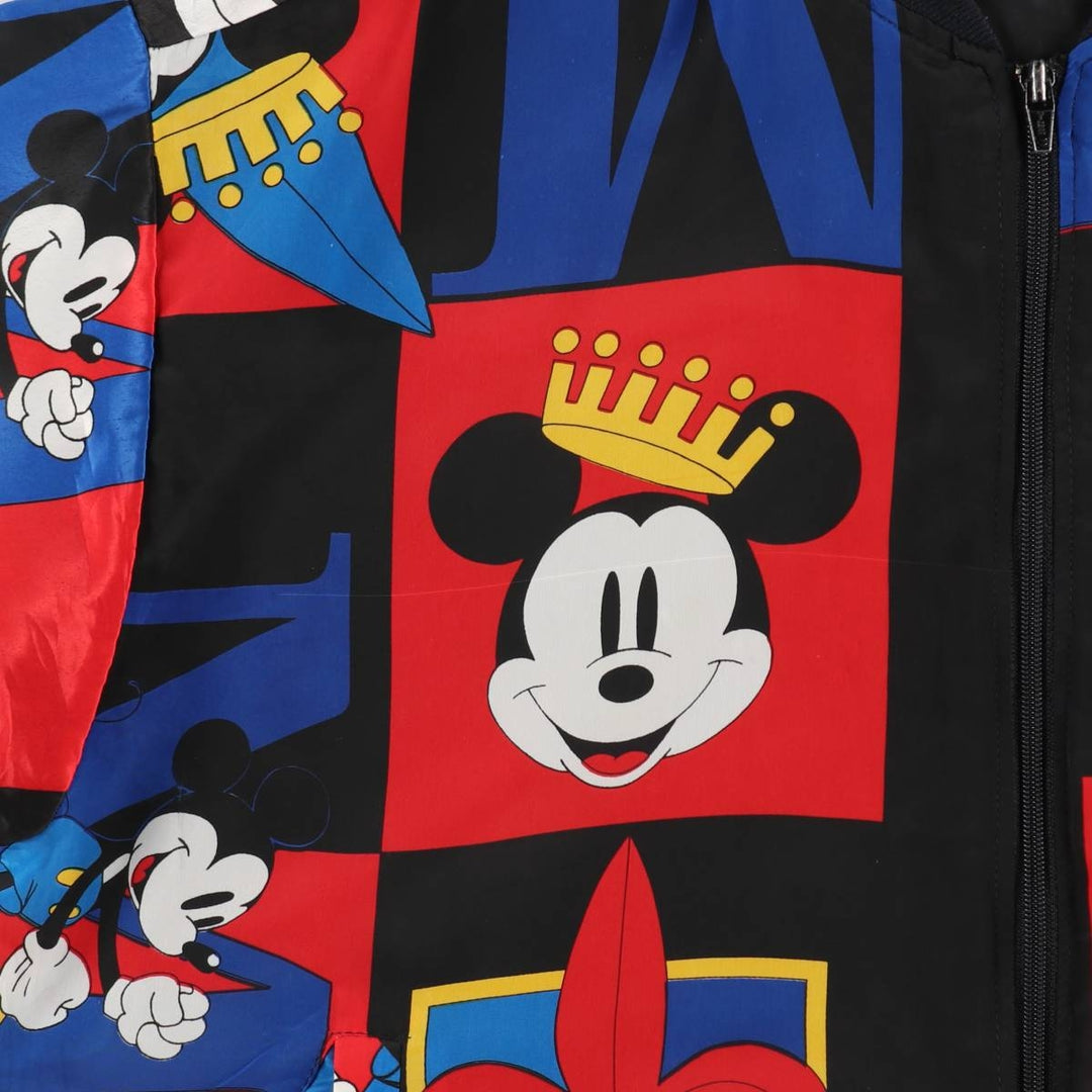 MICKEY And Co. MICKEY MOUSE Mickey Mouse all-over print blouson, made in USA, women's size L equivalent. polyester red type Vintage Second Hand