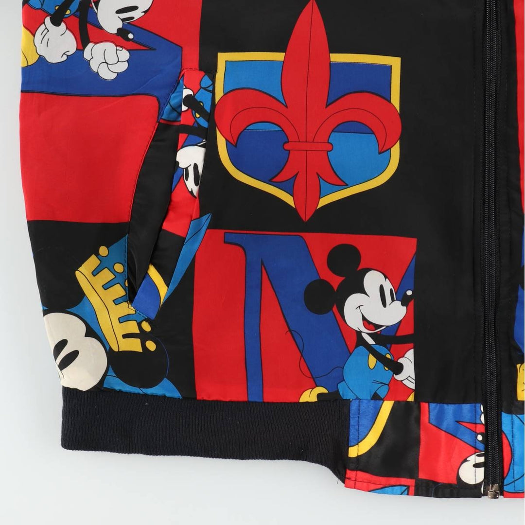 MICKEY And Co. MICKEY MOUSE Mickey Mouse all-over print blouson, made in USA, women's size L equivalent. polyester red type Vintage Second Hand