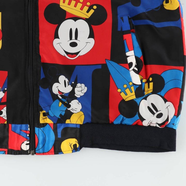 MICKEY And Co. MICKEY MOUSE Mickey Mouse all-over print blouson, made in USA, women's size L equivalent. polyester red type Vintage Second Hand