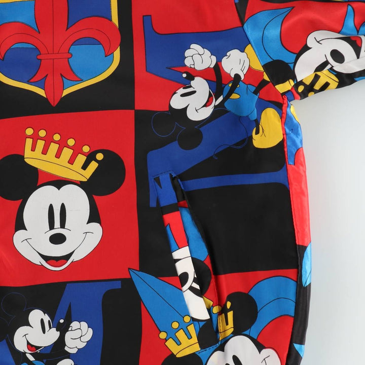 MICKEY And Co. MICKEY MOUSE Mickey Mouse all-over print blouson, made in USA, women's size L equivalent. polyester red type Vintage Second Hand