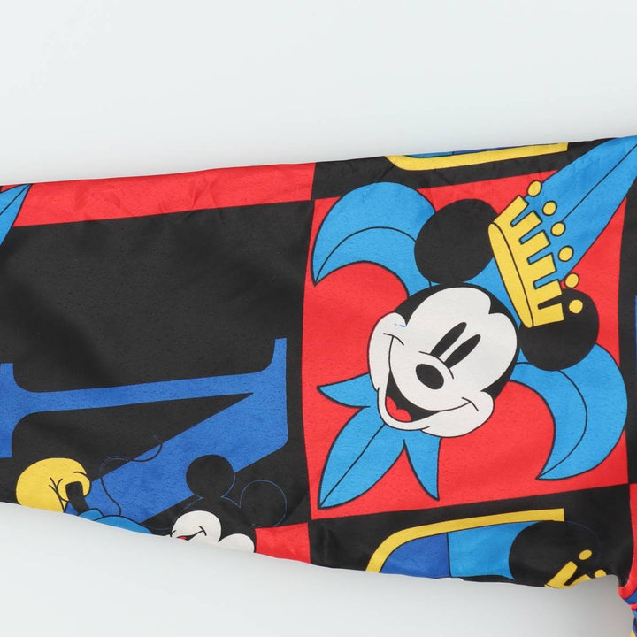 MICKEY And Co. MICKEY MOUSE Mickey Mouse all-over print blouson, made in USA, women's size L equivalent. polyester red type Vintage Second Hand