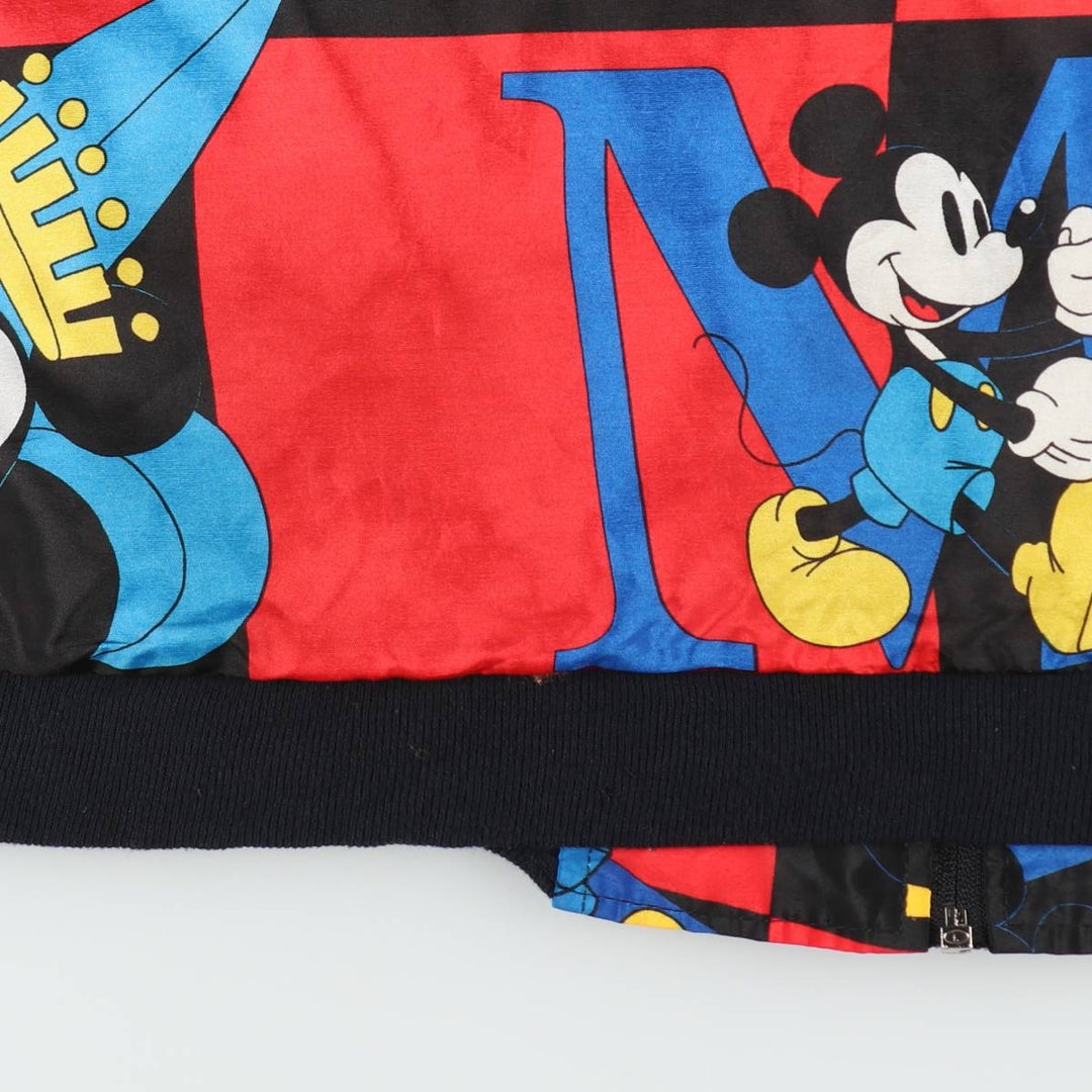 MICKEY And Co. MICKEY MOUSE Mickey Mouse all-over print blouson, made in USA, women's size L equivalent. polyester red type Vintage Second Hand