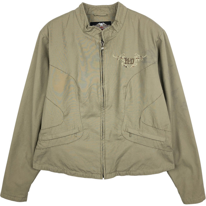 Harley-Davidson sequined cotton jacket, women's size L (approx.) cotton Khaki type Vintage Second Hand