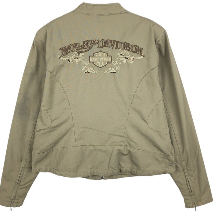 Harley-Davidson sequined cotton jacket, women's size L (approx.) cotton Khaki type Vintage Second Hand
