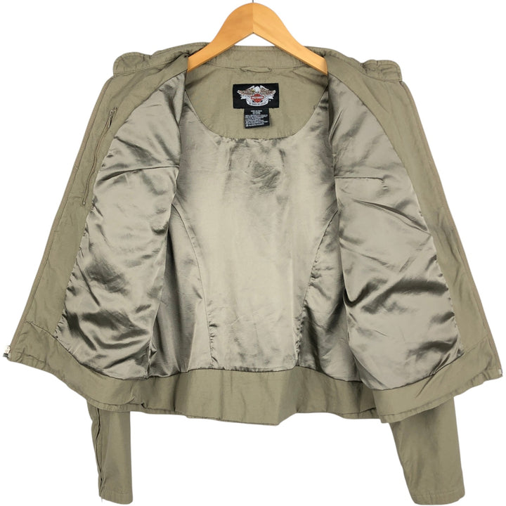 Harley-Davidson sequined cotton jacket, women's size L (approx.) cotton Khaki type Vintage Second Hand