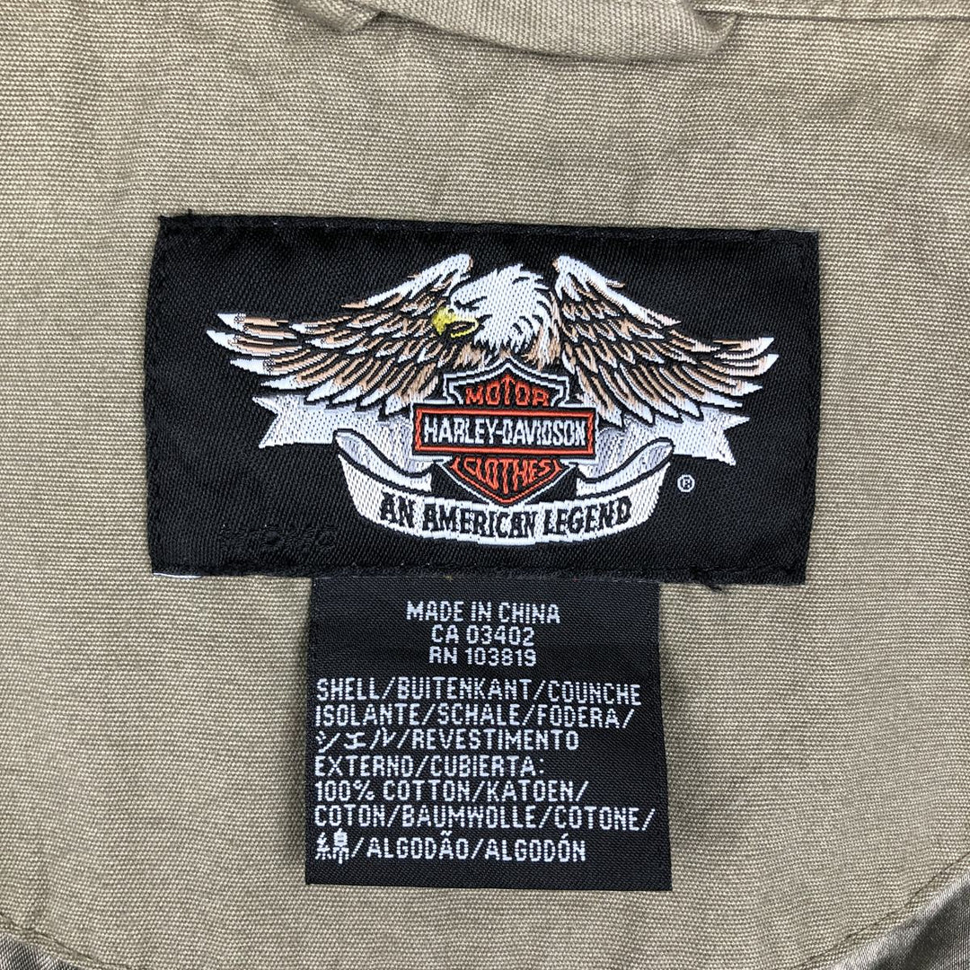 Harley-Davidson sequined cotton jacket, women's size L (approx.) cotton Khaki type Vintage Second Hand
