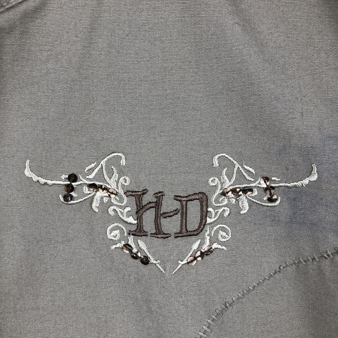 Harley-Davidson sequined cotton jacket, women's size L (approx.) cotton Khaki type Vintage Second Hand