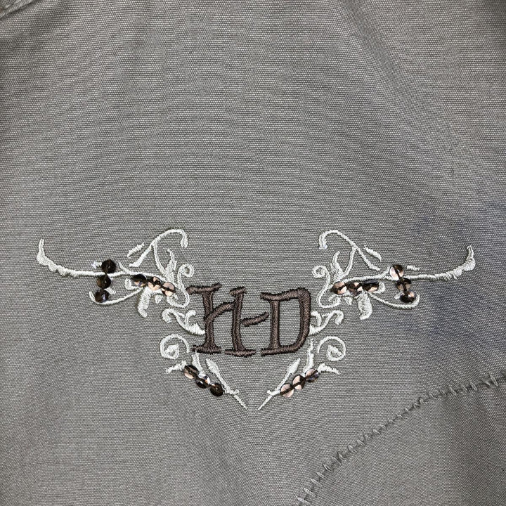 Harley-Davidson sequined cotton jacket, women's size L (approx.) cotton Khaki type Vintage Second Hand