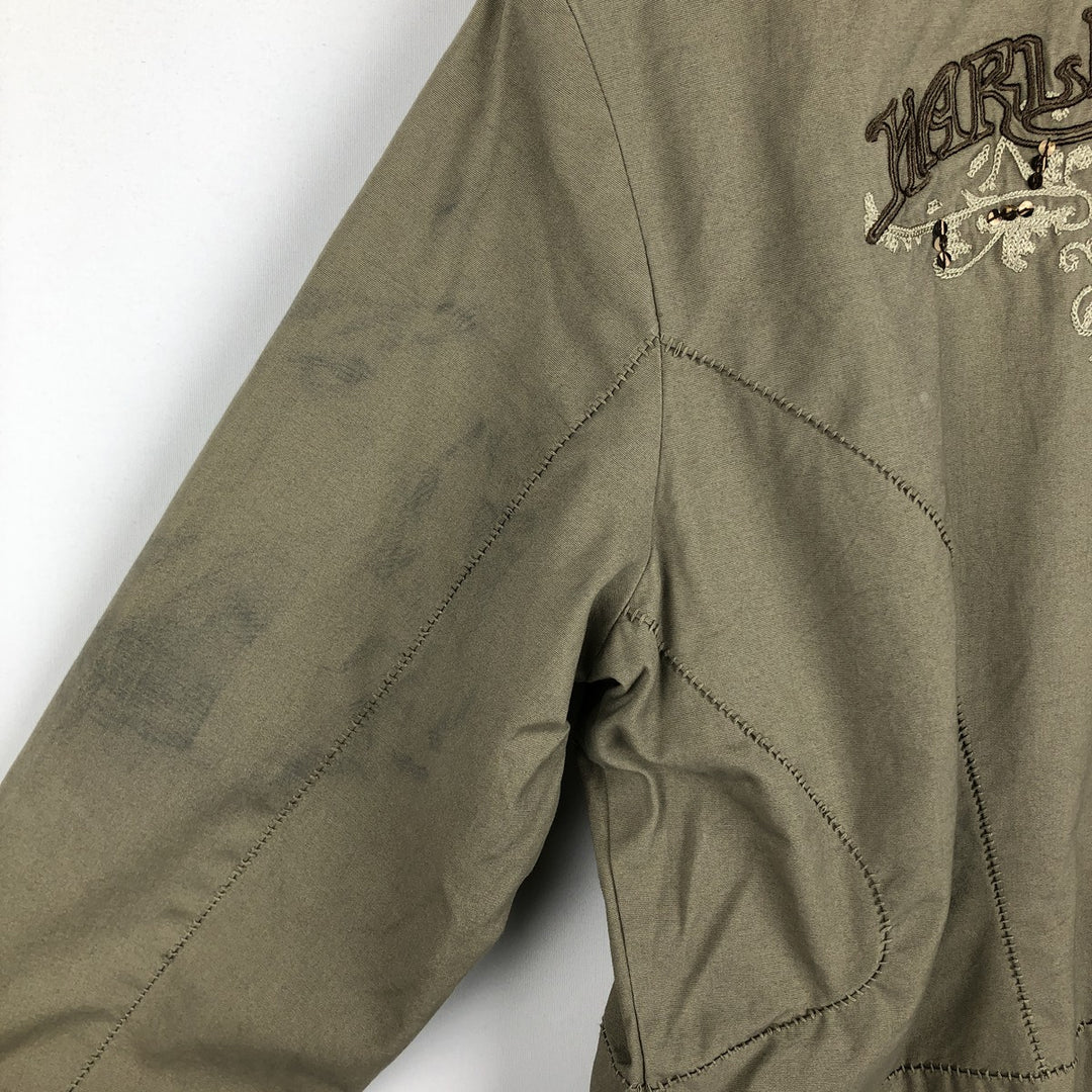 Harley-Davidson sequined cotton jacket, women's size L (approx.) cotton Khaki type Vintage Second Hand