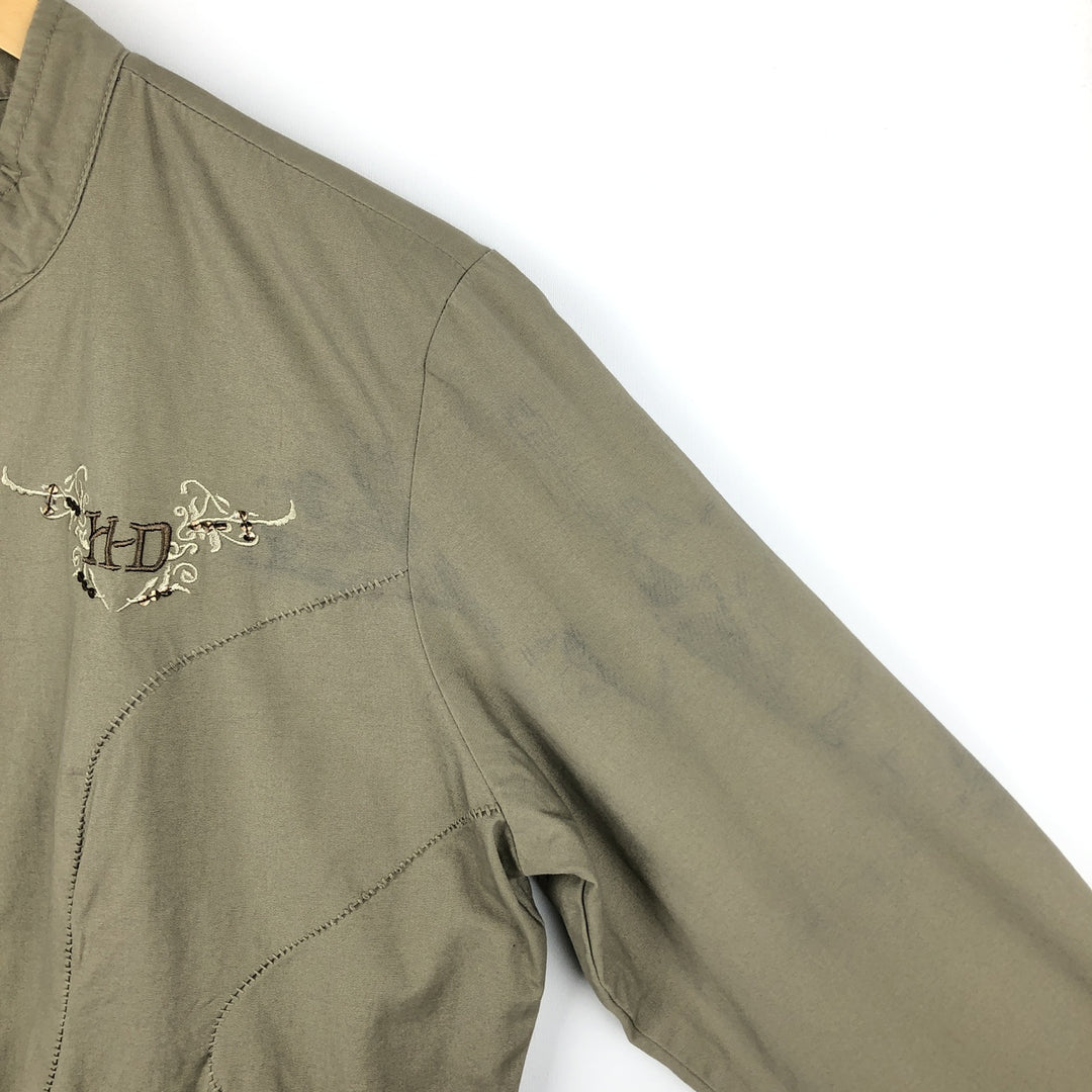 Harley-Davidson sequined cotton jacket, women's size L (approx.) cotton Khaki type Vintage Second Hand