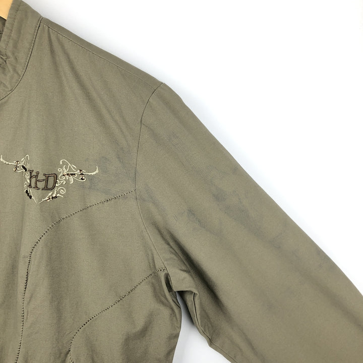Harley-Davidson sequined cotton jacket, women's size L (approx.) cotton Khaki type Vintage Second Hand