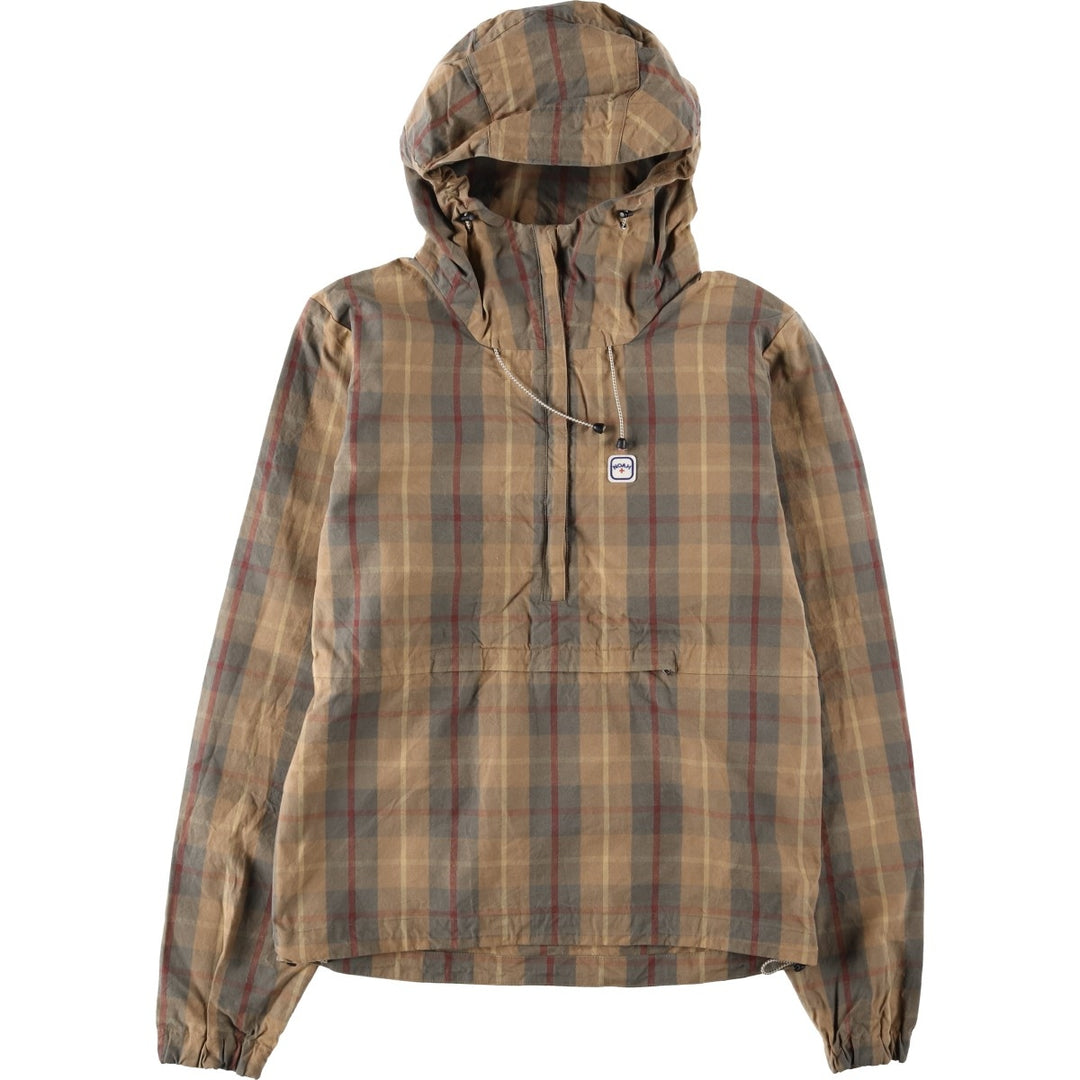 NOAH Check Pattern Cotton Pullover Anorak Parka, Made in Italy, Women's Size S (approx.) cotton beige type brown Vintage Second Hand