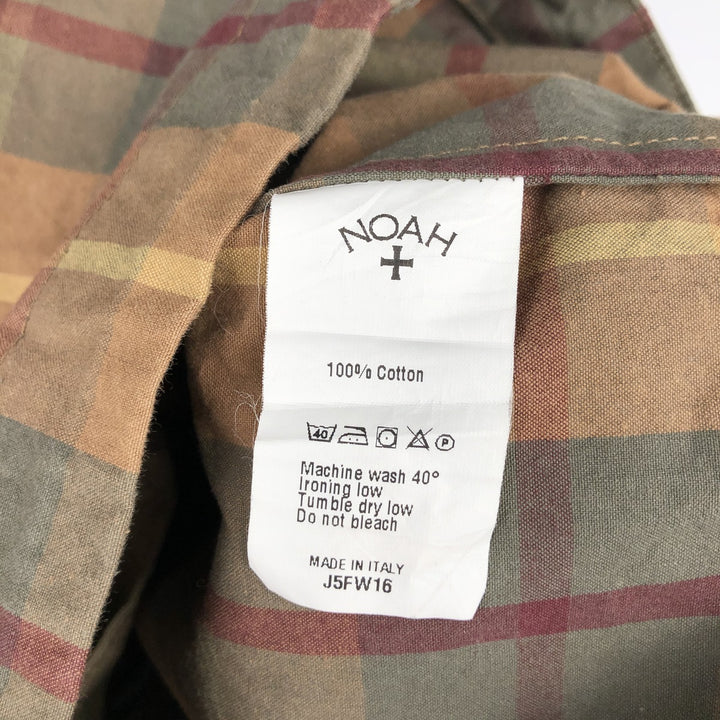 NOAH Check Pattern Cotton Pullover Anorak Parka, Made in Italy, Women's Size S (approx.) cotton beige type brown Vintage Second Hand