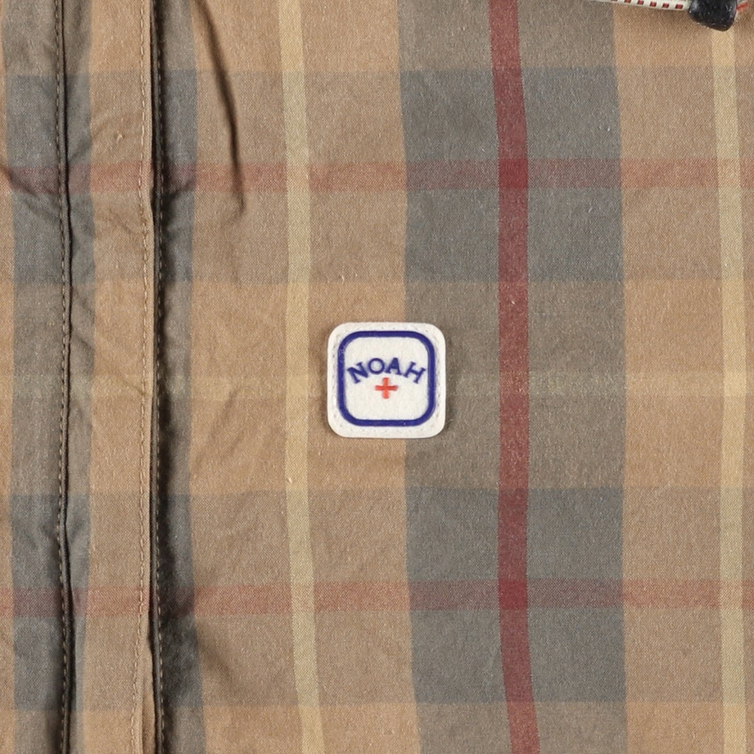 NOAH Check Pattern Cotton Pullover Anorak Parka, Made in Italy, Women's Size S (approx.) cotton beige type brown Vintage Second Hand