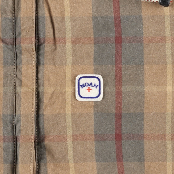 NOAH Check Pattern Cotton Pullover Anorak Parka, Made in Italy, Women's Size S (approx.) cotton beige type brown Vintage Second Hand