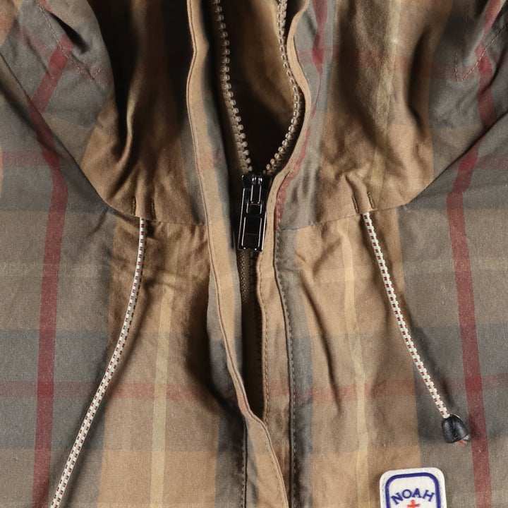 NOAH Check Pattern Cotton Pullover Anorak Parka, Made in Italy, Women's Size S (approx.) cotton beige type brown Vintage Second Hand