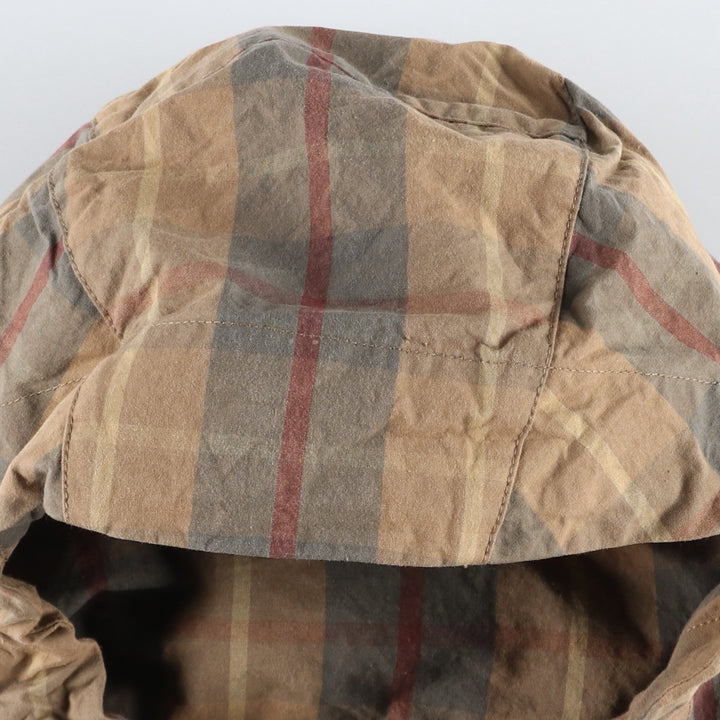 NOAH Check Pattern Cotton Pullover Anorak Parka, Made in Italy, Women's Size S (approx.) cotton beige type brown Vintage Second Hand