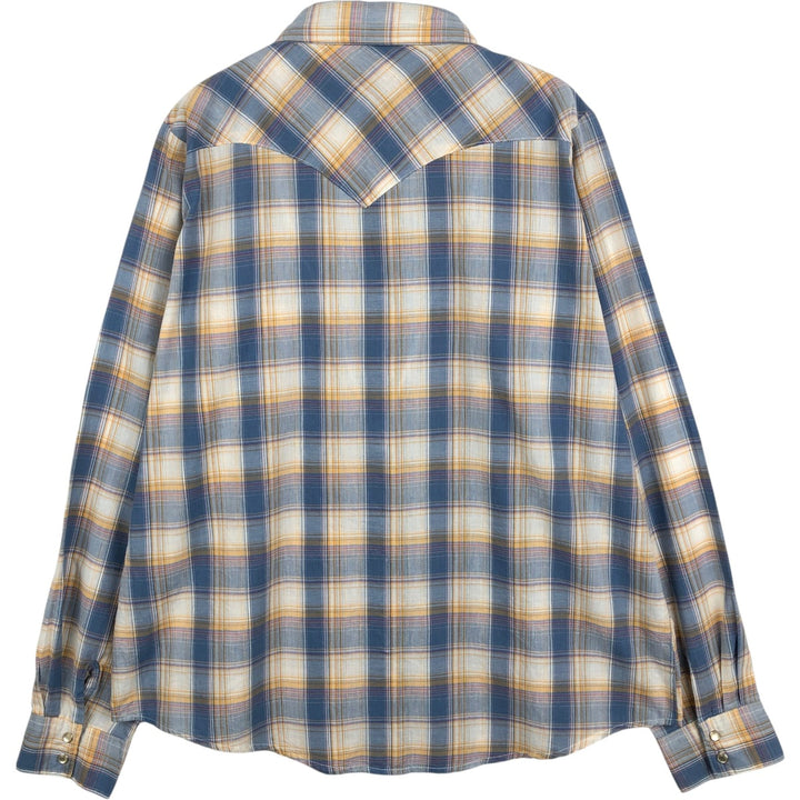 Wrangler WRANCHER SHIRTS Check Pattern Long Sleeve Western Shirt Women's XL (approx.) cotton Blue type light blue Vintage Second Hand